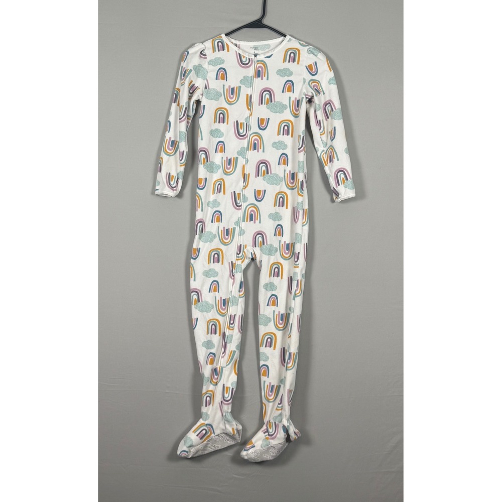 Simple Joys by Carter's Footed Pajamas Kids Size 8 White Rainbow Like New